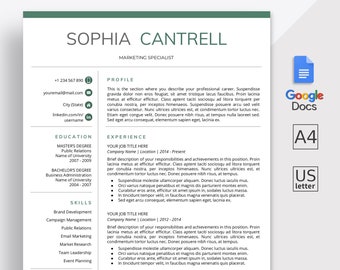 Google Docs Resume Template| Google Docs CV Template | Cover Letter | Google Docs Modern Resume Template | Instant Download