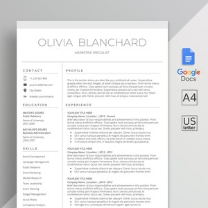 Google Docs Resume Template| Google Docs CV Template | Google Docs Modern Resume Template | Cover Letter | Instant Download