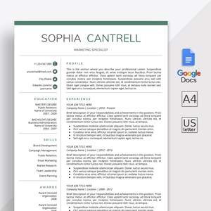 Google Docs Resume Template| Google Docs CV Template | Cover Letter | Google Docs Modern Resume Template | Instant Download