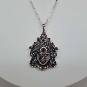 Goddess Durga Pendant with Garnet