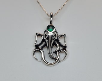 Lord Ganesh Pendant with Green Onyx
