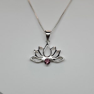 Mahalaxmi Lotus Pendant with Pink Tourmaline semi-precious stone