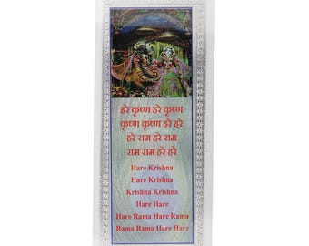 Hare Krishna Maha Mantra Card / bookmark with 999 silver edges
