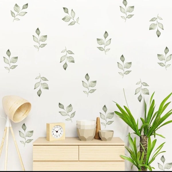 Boho Leaves Wall Decal, Floral Wall Decals for Girls Nursery, Watercolor Leaves Wall Stickers, Boho Nursery, Wild Flower Decals, Girls Room