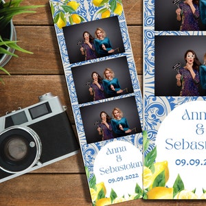 EDITABLE Photo Booth Template, Mediterranean Tile Lemon Photo Booth Template, Amalfi Lemon Design, 2x6 Photo Strip, Photo Booth 2x6 Strip
