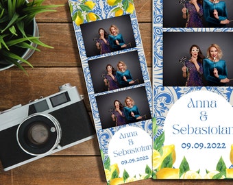 EDITABLE Photo Booth Template, Mediterranean Tile Lemon Photo Booth Template, Amalfi Lemon Design, 2x6 Photo Strip, Photo Booth 2x6 Strip