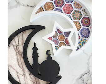 Ramadan Tray, Ramadan Decor, Ramadan Moon Tray, Modern Ramadan Decor, Ramadan Gifts, Ramadan Decoration, Eid Gift, Iftar Tray