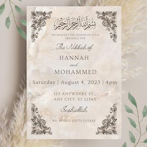 Set mit 4 digitalen muslimischen Hochzeitseinladungsvorlagen, Nikkah Save The Date Digital einladen, Pakistanische Hochzeit Digital einladen, Islamisch einladen