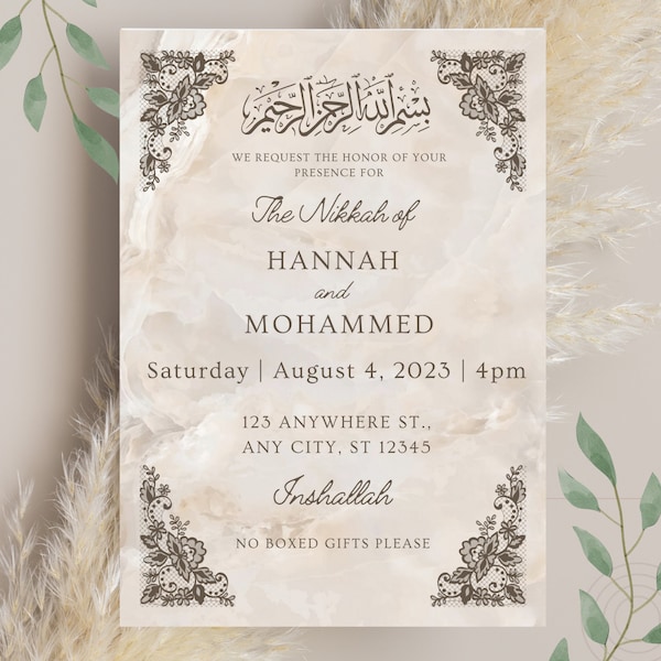 Set of 4 Digital Muslim Wedding Invitation Template, Nikkah Save The Date Digital Invite, Pakistani Wedding Digital Invite, Islamic Invite