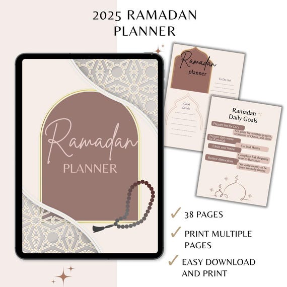 Ramadan Planner, Ramadan 2025 Planner Organizer, Ramadan Fast Tracker, Salah Tracker, Muslim Girl Planner, Ramadan Decor, Ramadan Neutral