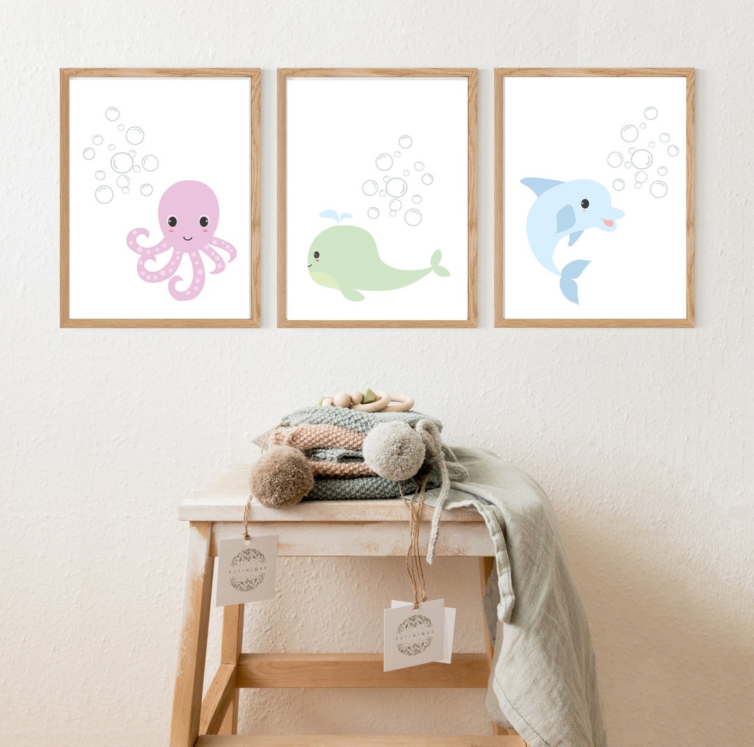 Sea Life Printables Set of 3, Sea Creature Nursery, Sea Life Nursery ...