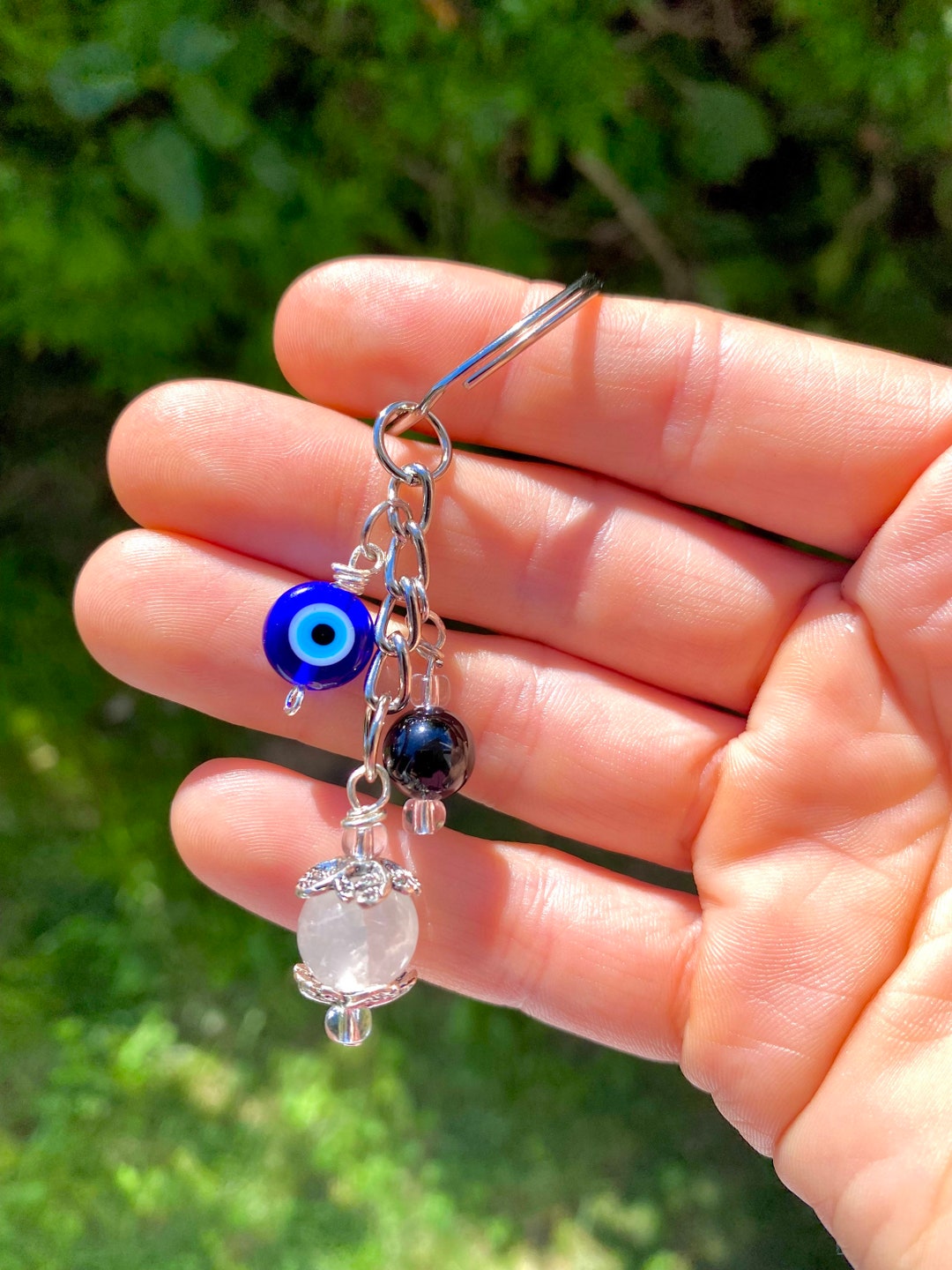 For Your Protection Keychain Evil Eye Protection Black Etsy