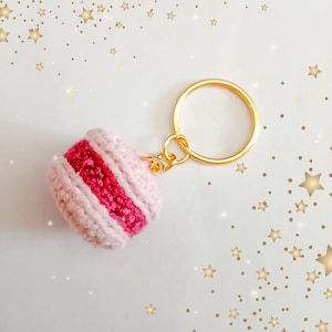 Amigurumi crochet macaron keychain, patisserie, handmade crochet, gift, keyring,  birthday present, macaroon, decoration, coquette,bag charm