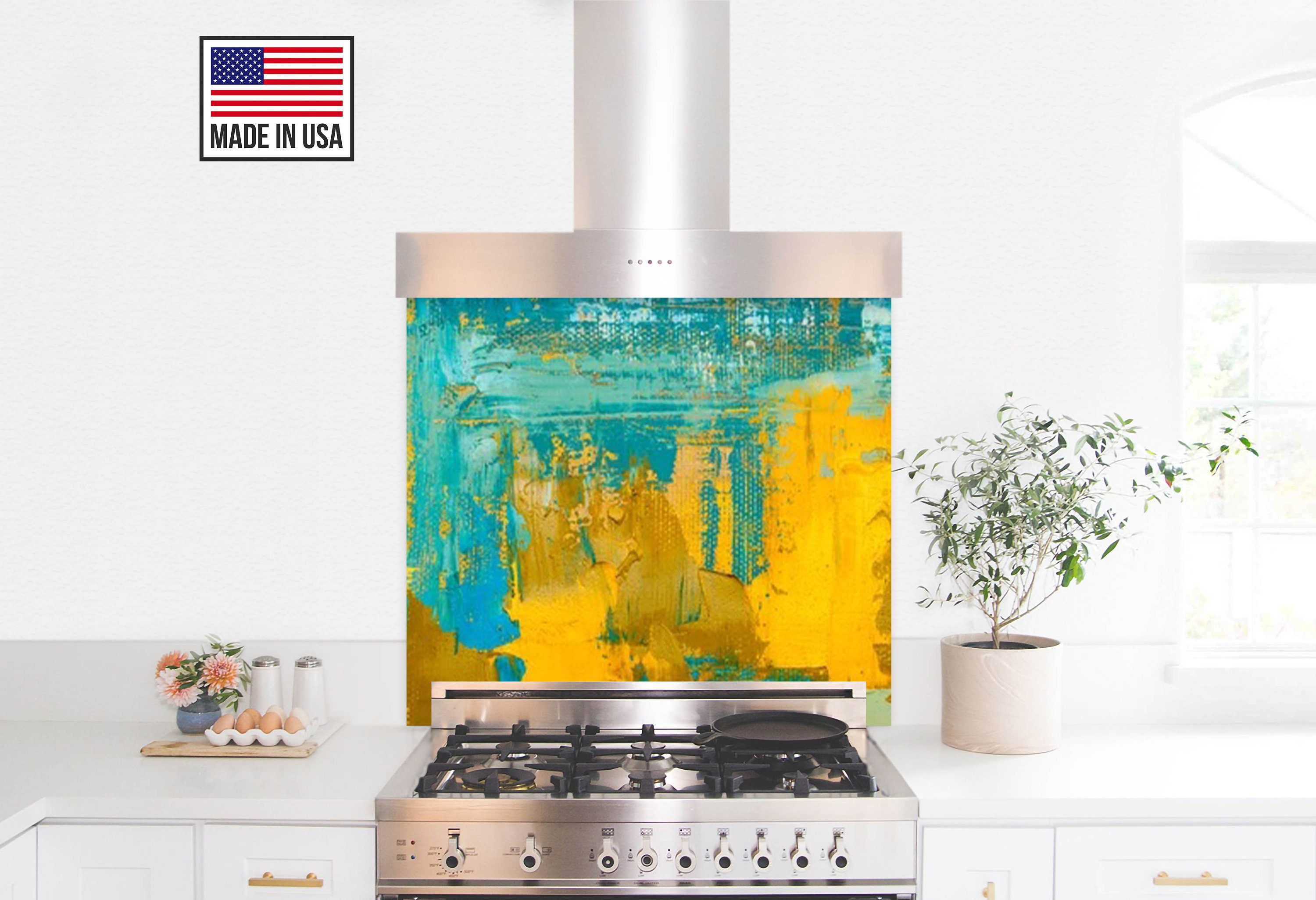 tempered glass behind stove
