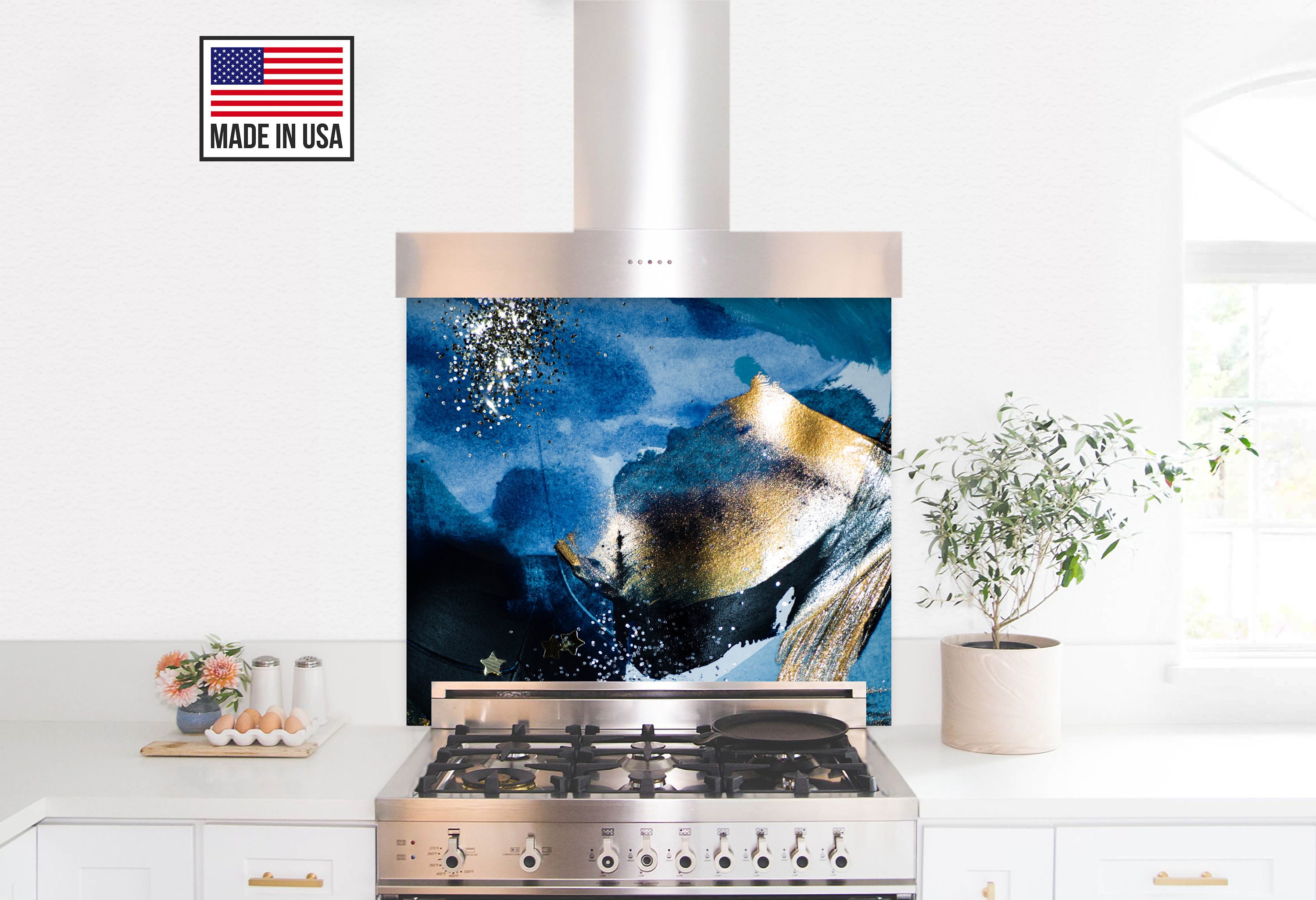 tempered glass behind stove