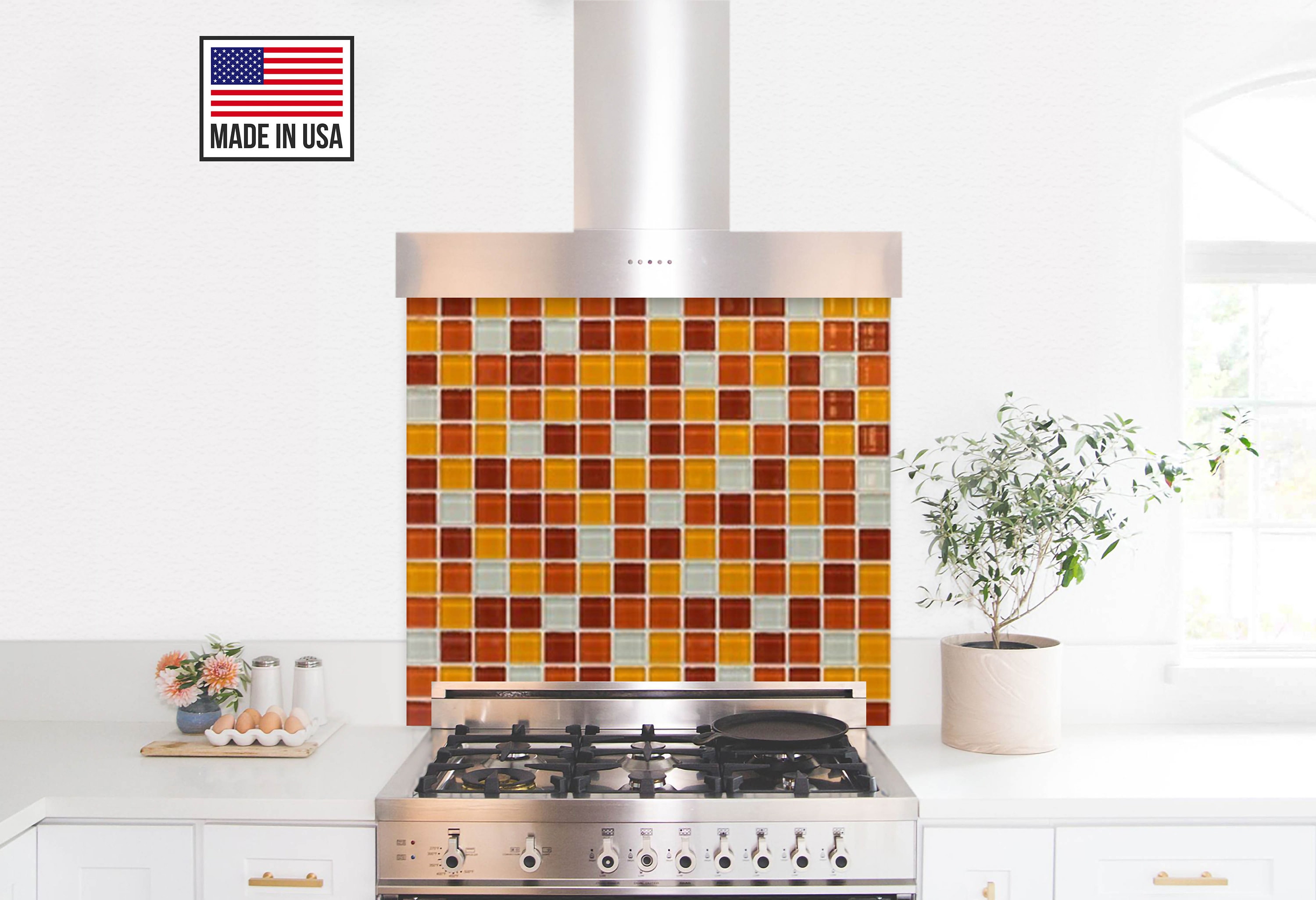tempered glass behind stove