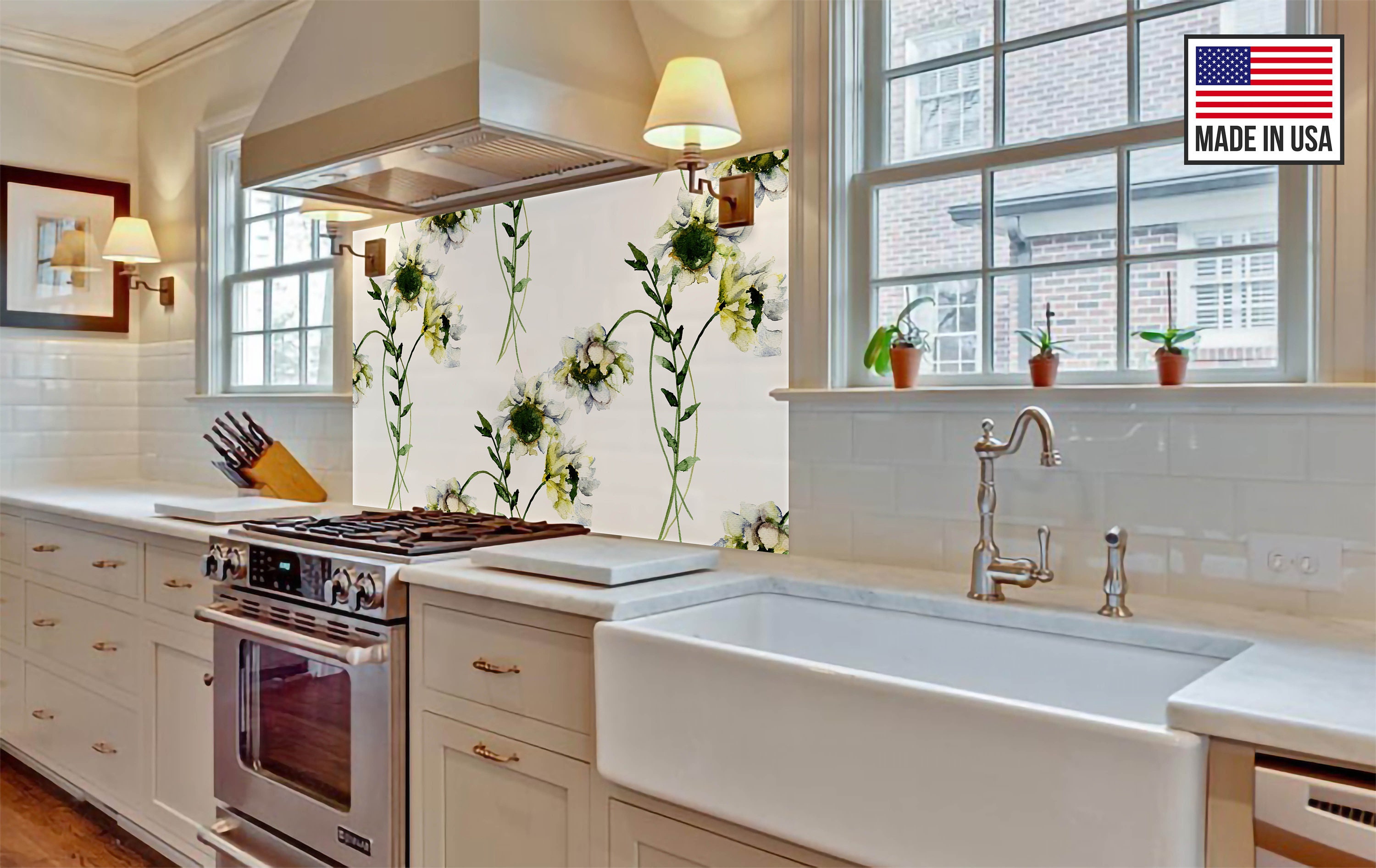 Watercolor Flowers DIY Kitchen Backsplash Kitchen Sink Etsy