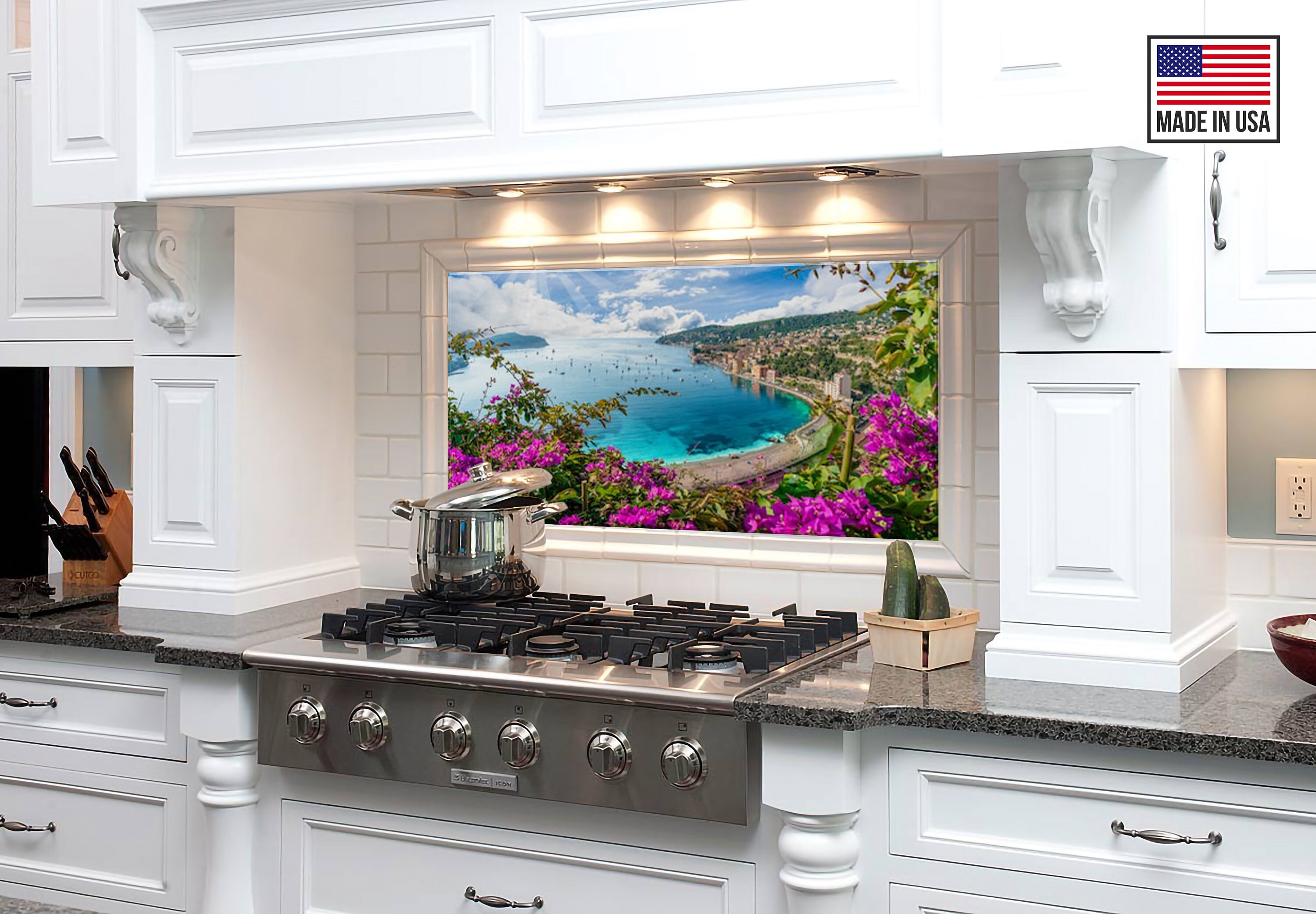 tempered glass behind stove