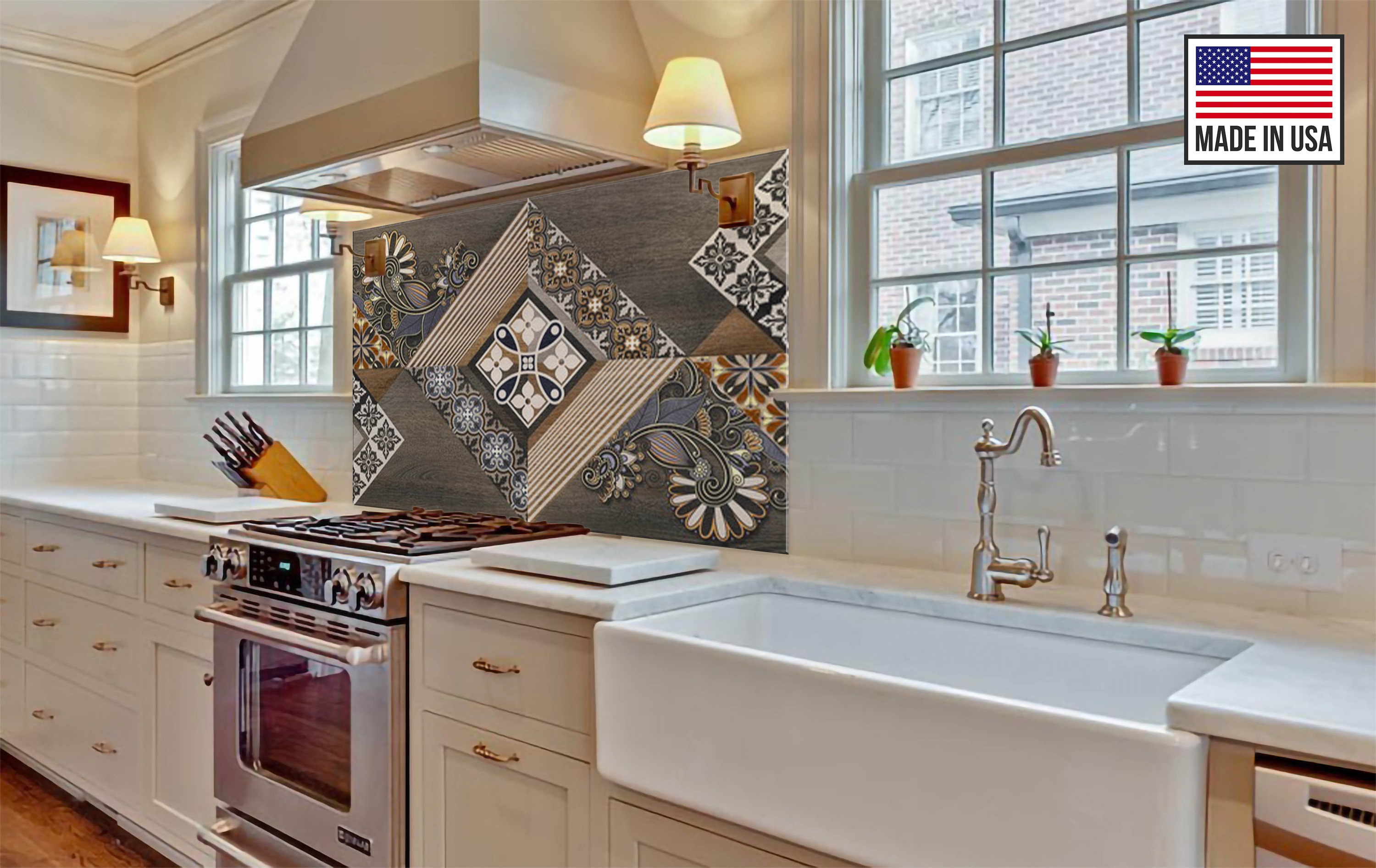 tempered glass behind stove