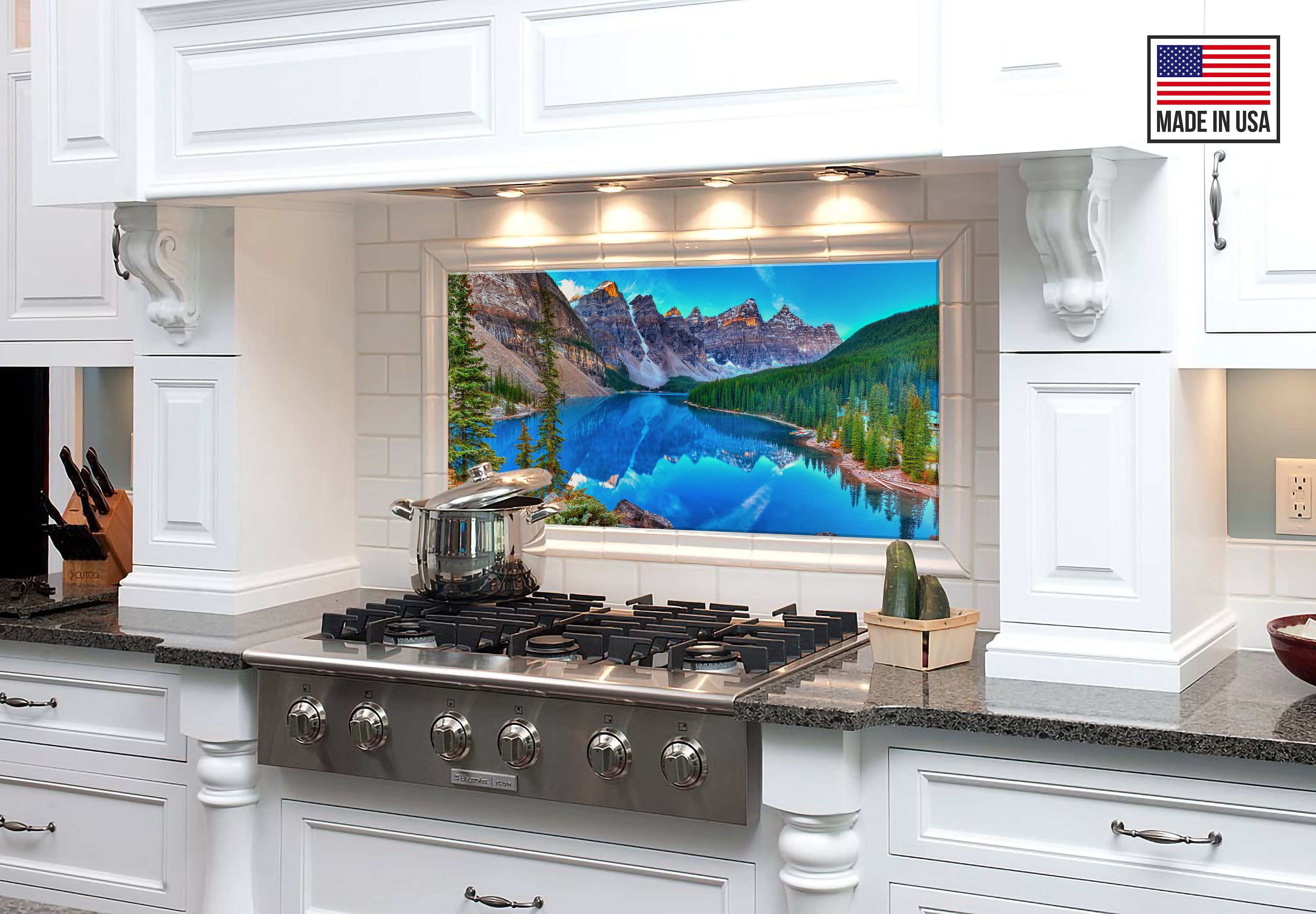 tempered glass behind stove