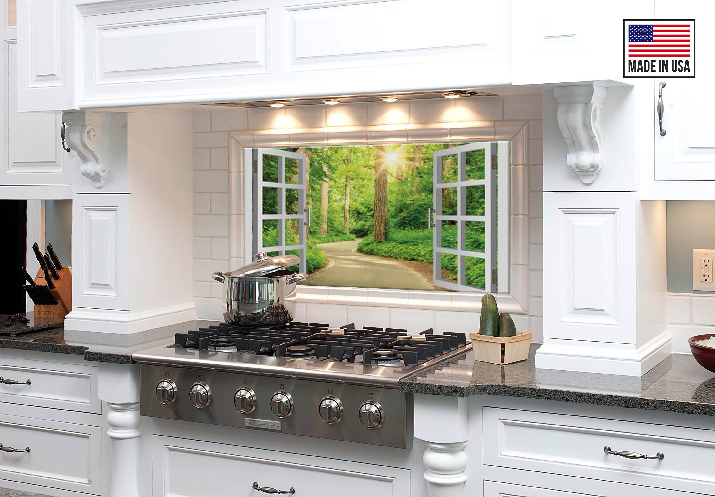 tempered glass behind stove