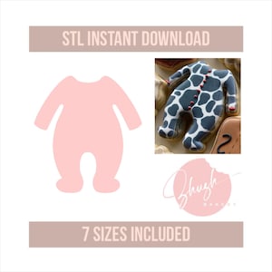 Baby Jammies, Baby Outfit Cookie Cutter STL File Instant Download, STL Cookie Cutter File