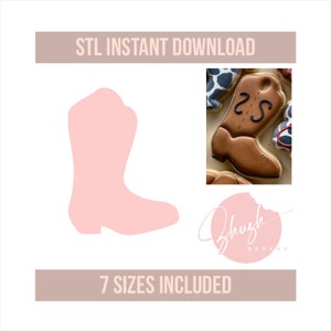 Cowboy Boot Cookie Cutter STL File Instant Download, STL Cookie Cutter File