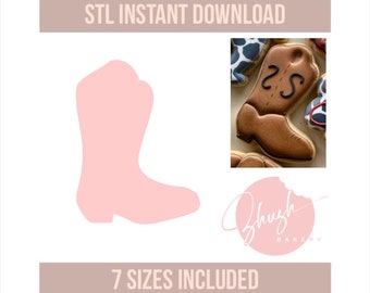 Cowboy Boot Cookie Cutter STL File Instant Download, STL Cookie Cutter File