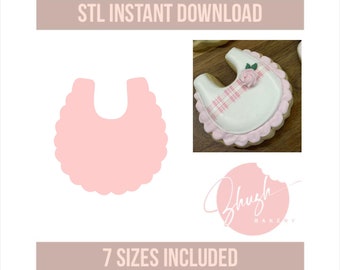 Baby Bib, Baby Outfit Cookie Cutter STL File Instant Download, STL Cookie Cutter File