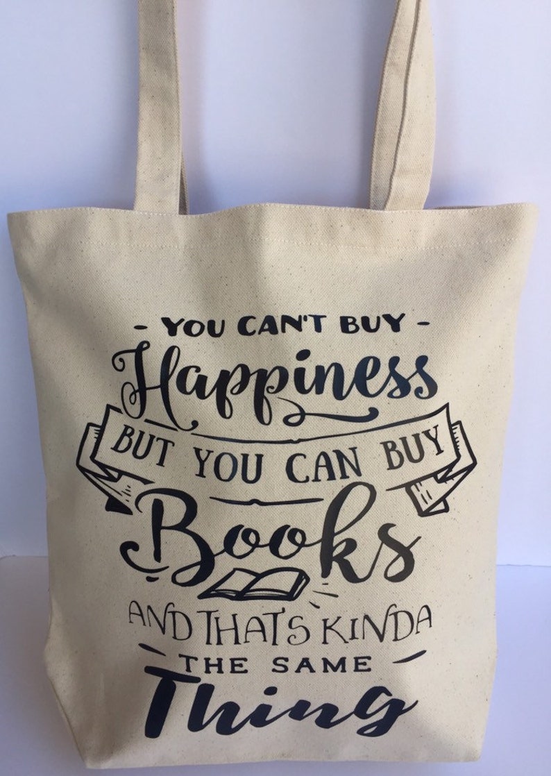 You cant buy happiness but you can buy books tote bag  image 0