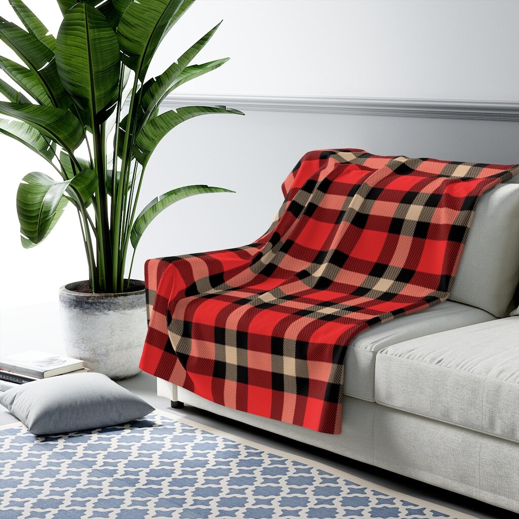 Timeless Red Plaid Lightweight Blanket / Red Check Plaid Etsy