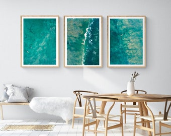 Set of 3 Surfing Photos | Coastal Prints | Torquay Jan Juc | Aerial Beach Photography Wall Art Decor | Australia | Print or Poster download