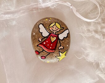 Pocket stone * guardian angel * red * in organza bag