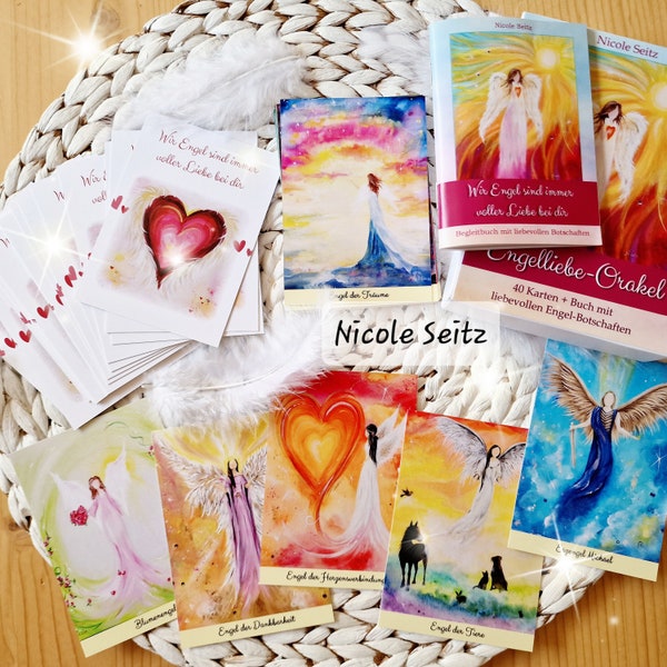 Engelliebe Oracle * 40 cards + accompanying book with loving messages * Card size 7.5 x 10.5 cm