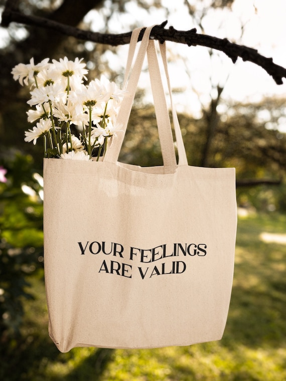 Minimalist Your Feelings Are Valid Zipper Tote Bag