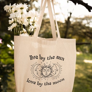 Live by the Sun Love by the Moon Zipper Tote Bag