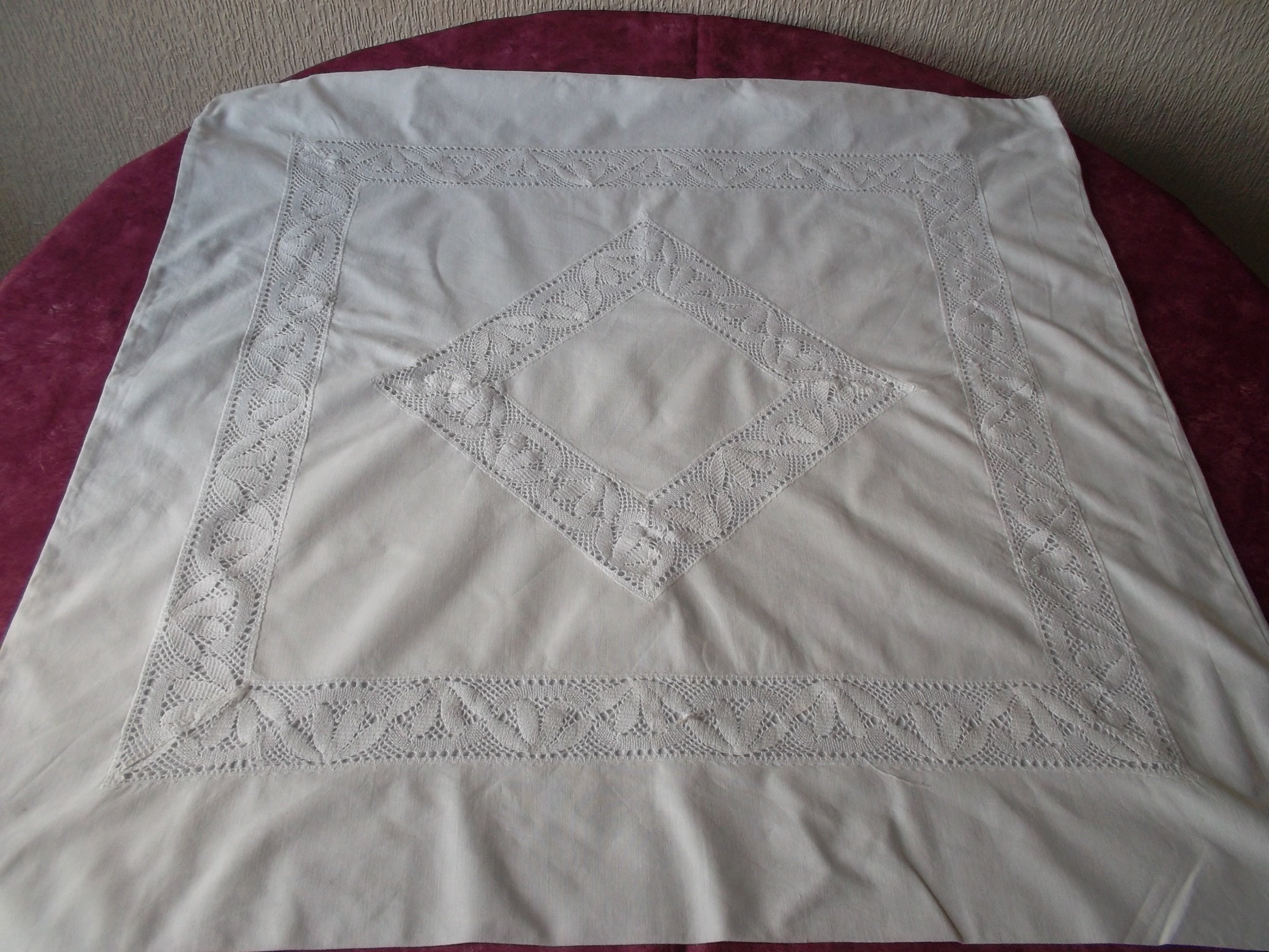 Taie d'oreiller Vintage avec Double Entredeux