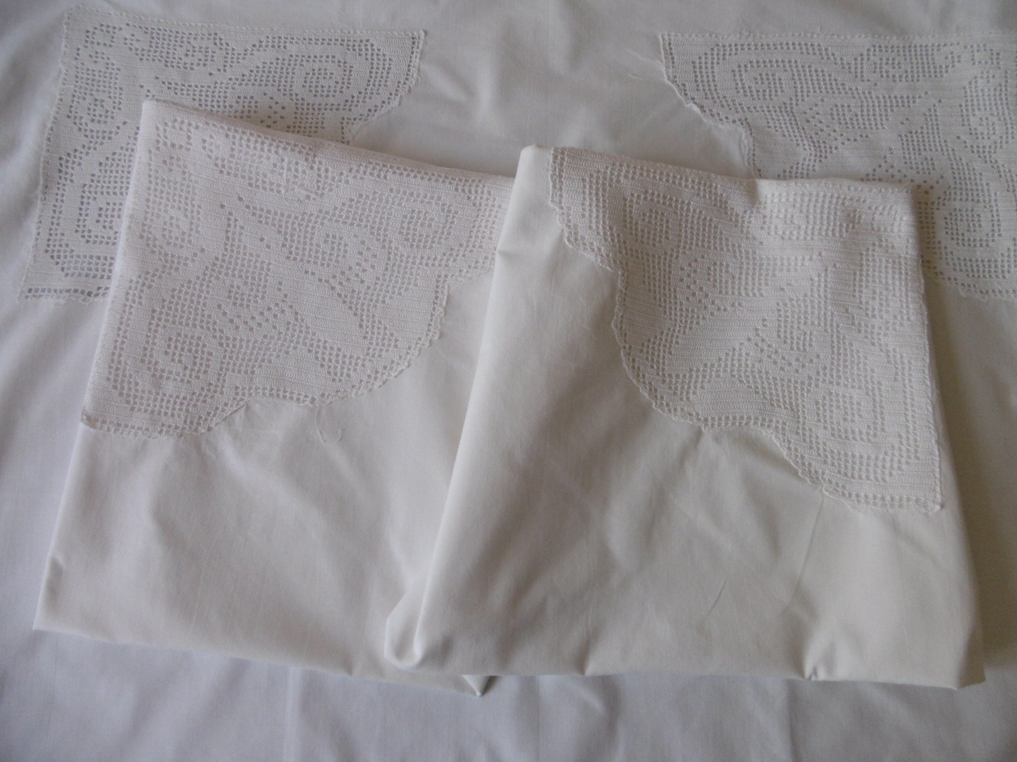 2 Taies d'oreiller avec Imposante Insertion de Dentelle