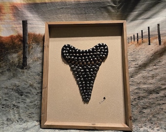 Shark Tooth Image made of Shells 16 x 20 Beach Decor