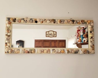 Coat Rack Beach Decor Sea Shell  14 x 36 Coastal Mirror Nautical Key Holder Lead Holder