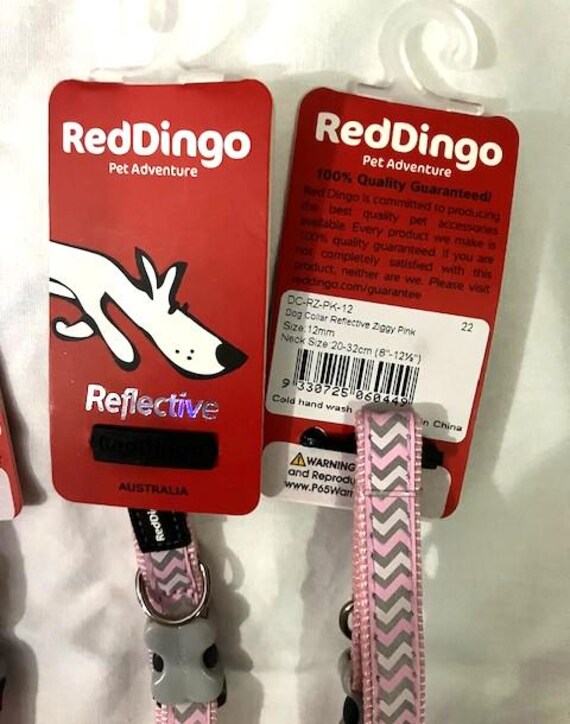 NWT Red Dingo Dog Collar Reflective Ziggy Pink 12mm 8