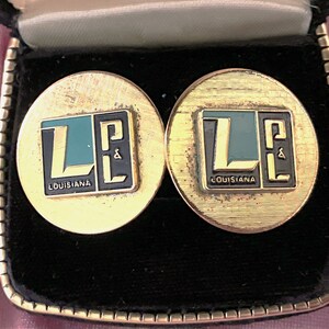 LPL (Louisiana power and Light) Company LOGO gold-toned men&#39;s cufflinks  1&quot; diam.