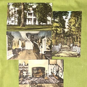 VTG ポストカード (4 枚セット)「The Hermitage」(Gen、Andrew Jackson の家 - The Albertype Co. 1920 年代 手彩色 - 未使用 - 新品同様/中古