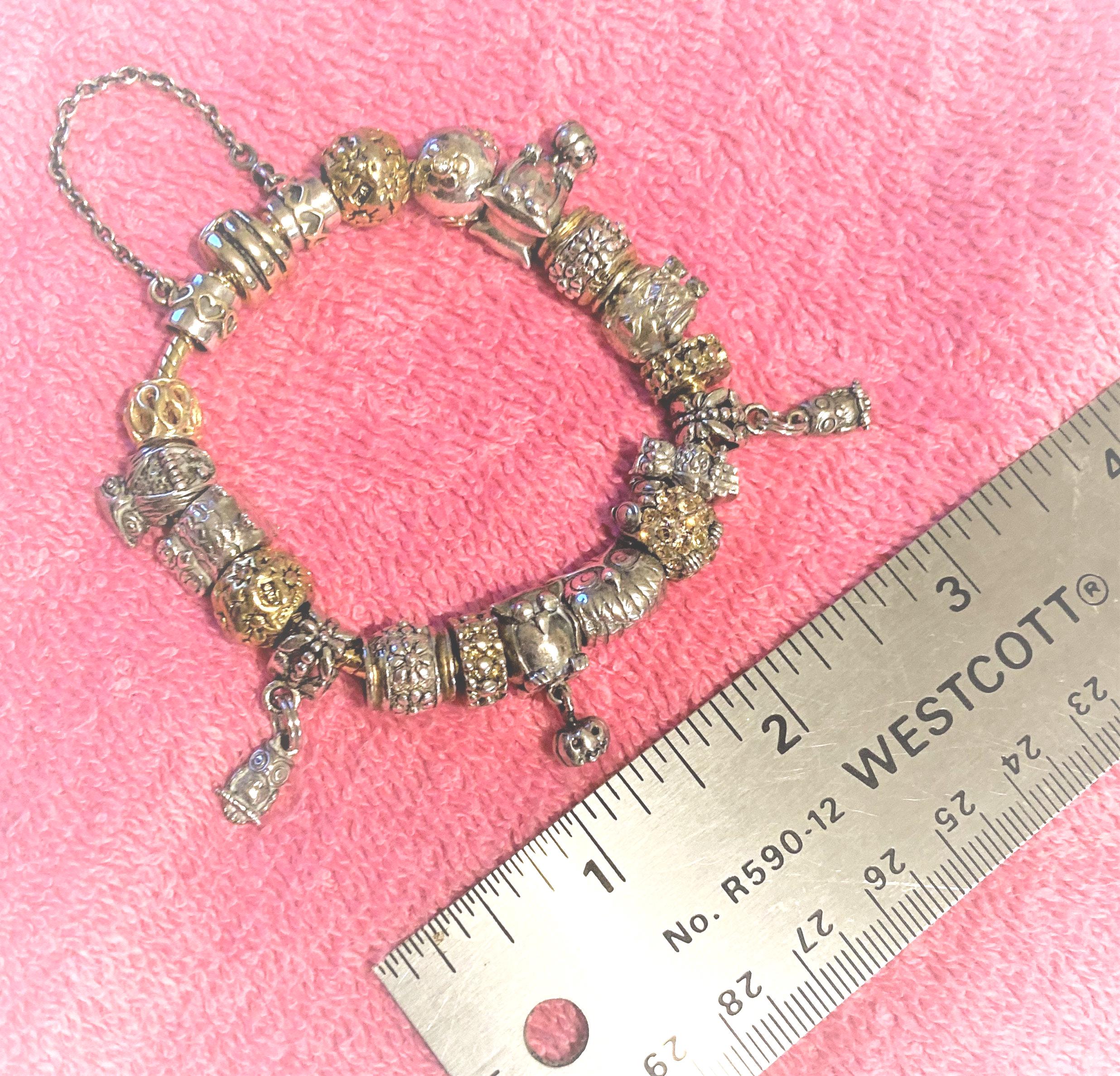 Owl Charm Bracelet &ndash; Gold Toned & .925 Silver, Pandora Style