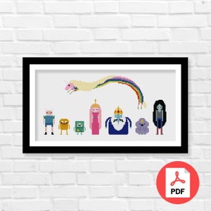 Adventure Time Kreuzstich Muster PDF, Cartoon Kreuzstich Muster, Finn und Jake Kreuzstich, Dekoration, digitaler Download