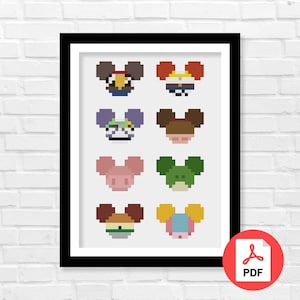 Mickey Head Toy Story Cross Stitch Pattern PDF, Toy Story Cross Stitch Pattern, Toy Story, Mickey Mouse, Home Decor, Digital Download
