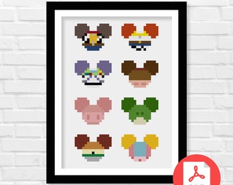 Mickey Head Toy Story Cross Stitch Pattern - You've Got a Friend in Me - Friendship - Childhood Memories - Woody and Buzz - PDF Download
