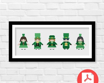 St Patrick's Day Costume Cross Stitch Pattern, Mini People (PDF Download)