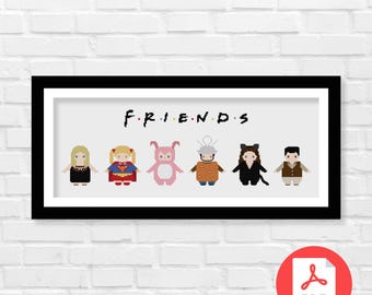 Friends TV Show Cross Stitch Pattern, Halloween Costumes (Digital Download)