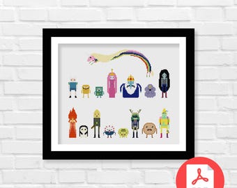 Adventure Time Cross Stitch Pattern - Cartoon Cross Stitch Pattern - Finn and Jake Cross Stitch - Inspired Cross Stitch  - PDF Download